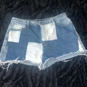 Denim patchwork shorts
